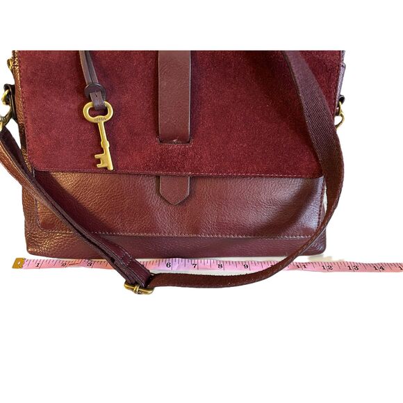 Fossil Kinley Leather Satchel NWOT Red Claret Crossbody - Picture 14 of 15